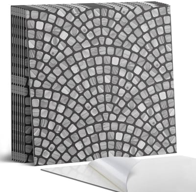 Coloray Plaktegels - Mozaïekpatroonontwerp Portugese Tegels - 30 cm x 30 cm - Zwart en wit Plaktegels - 9 stuks - Vierkant PVC Tegels - Plaktegels Keuken - Zelfklevende Vloertegels - Vinyltegels Vloer Zelfklevend - Zelfklevende Tegels