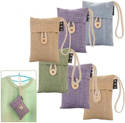 Lucht Zuiverende Tas - Geur Absorber - Frisse Lucht - Natuurlijke Houtskool - 10 x 14 cm - Natuurlijk