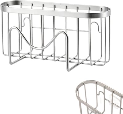 Afwasbak organizer - Afdruiprek voor de badkamer - M-vormig ontwerp - Roestvrij staal - Geen boren nodig - Roestbestendig - Inclusief 2 zelfklevende pads - Zilver