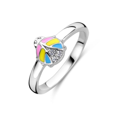 Gerhodineerd Zilver Ring Lieveheersbeestje Met Zirkonia 1337770