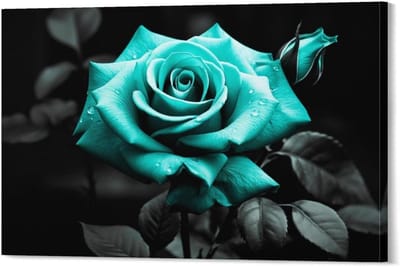 Rozen Kunst Poster - Bloemen Canvas - Muur Decoratie - Gedrukt op Canvas - 40x60cm - Blauw