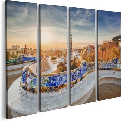 Artaza Canvas Schilderij Vierluik Park Güell in Barcelona - 80x60 - Foto Op Canvas - Canvas Print
