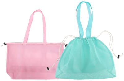 Dailygoods- Strandtas XXL - Opvouwbaar - Lichtgewicht - 2x Mesh Strandtas - Polyester - Voor Zwembad en Strandvakanties - Beach Bag