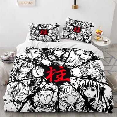 Demon Slayer Beddengoed Set Eenpersoons Twin Volledig Queen King Size Anime Kawaii Bedset Aldult Kind Slaapkamer Dekbedovertrek Sets 3D EU Single 135x200cm