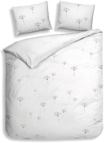 Heckettlane Dekbedovertrek Luna - Bedlinnen met print - 240x200-220 cm - Lits-Jumeaux - Wit - Dekbedovertrek van 100% Katoen-Flanel