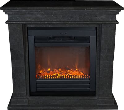 Xaralyn Elektrische haard - Kreta-Mini ELU-SBU - zwart natuursteen - 1400 Watt verwarming - met afstandsbediening - haardombouw inclusief inbouwhaard - schouw