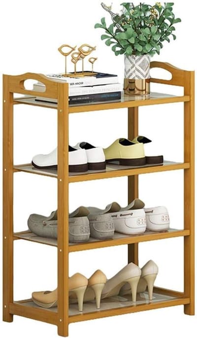 Houten Schoenenrek - Schoenenplank Organizer - Schoenen Opbergen - Snelle Montage - 10 Lagen 50cm - Houtkleur