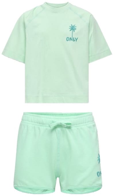 Only t-shirt en short meisjes - groen - KOGamanda - maat 122/128