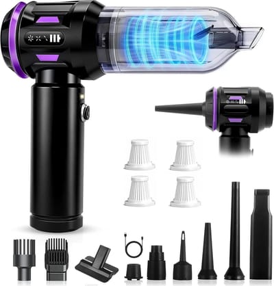 Handstofzuiger Draadloos - Mini Stofzuiger - Auto Interieur Reinigen - 25000 Pa Zuigkracht - 0.2L Stofbak - Paars