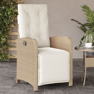 vidaXL - Tuinstoel - verstelbaar - met - voetensteun - poly - rattan - beige