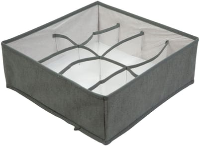 Opvouwbare stoffen opbergdoos - 32 x 32 x 12 cm - 8 vakken - grijs [BW2078]