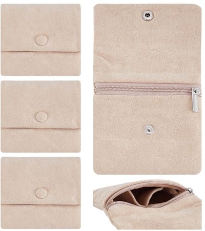 Dailygoods- Sieradenorganizer Beige - Fluwelen Sieradenkast - Sieradenkastje met Rits - Multifunctionele Organizer - Compact en Lichtgewicht - 9,6 cm breed, 9 cm lang, 4,5 cm dik - Sieradentas