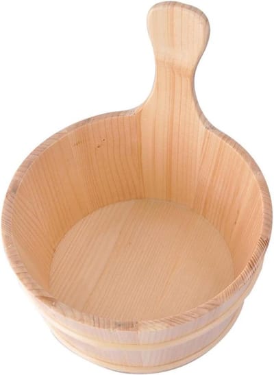 Sauna emmer pollepel - Spa badvat - Ontspanning thuis - Handgemaakt grenenhout - 4 liter 24.5 cm - Houtkleurig