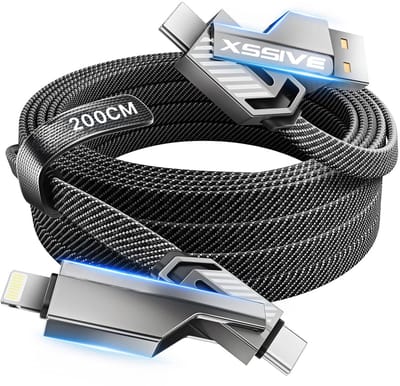3 in 1 Oplaadkabel 2 Meter - Geschikt voor Lightning naar USB C , USB naar USB C , USB C naar USB C - Multi 3-in-1 - Geschikt voor iPhone 12 13 14 15 16 Oplader Kabel