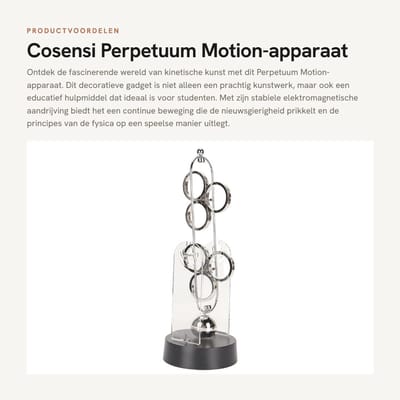 Dailygoods - Perpetuum Motion-apparaat - Kinetische Kunst - Educatief Gadget - Decoratief - Continu Bewegen - Ideaal voor Studenten - 28,9 x 12 x 10,1 cm