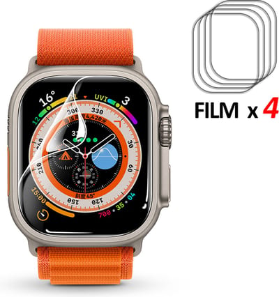 Stravo 4-Pack Apple Watch Schermbeschermer voor Apple Watch Ultra 2/1 - 49mm - Geavanceerd TPU Materiaal [Geen Glas], Zelfherstellend, Krasbestendig HD Helder Folie voor iWatch Ultra 2 1 49mm - Eenvoudige Installatie