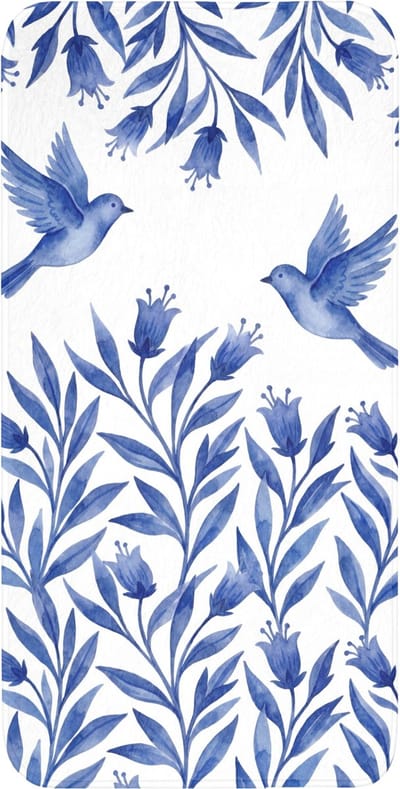 WC mat 60x120 cm - Antislip - Modern - Vogels - Delfts - Blauw - Toiletmat - Vloermat - Douchemat - Toilet tapijt - Toiletmatten