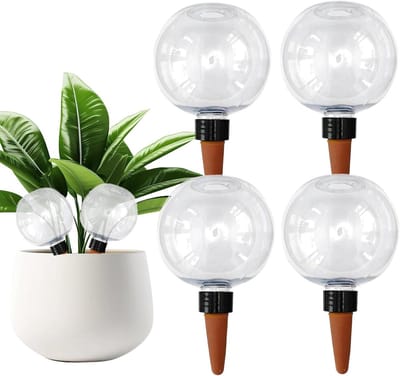 longziming - Automatische Plantenbewatering - Zelfbewateringssysteem Planten - Bewässeringsballen Voor Planten - Grote Capaciteit 500 Ml - Duurzaam PP Plastic En Keramiek - Voorkomt Wortelrot - Ideaal Voor Vakantie - 4 Stuks