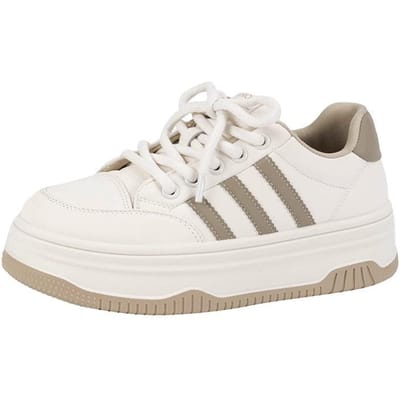 Baskets à plateforme en cuir véritable pour femmes, nouvelles chaussures blanches polyvalentes du début du printemps, rehaussent les chaussures décontractées, sneaker pour femmes 40 white