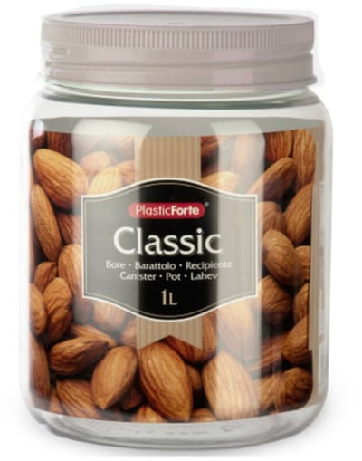 Plasticforte - Voordeelset 8x kunststof keuken voorraadpotten - weckpotten - 1.0 en 1.5 liter - taupe deksel