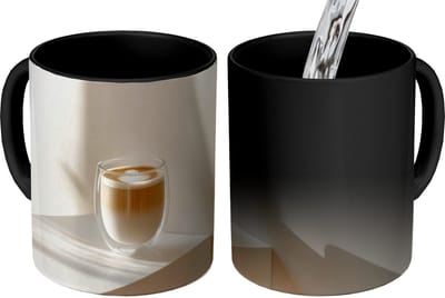 Magische Mok - Foto op Warmte Mokken - Koffiemok - Mok - Latte - Minimalistisch - Schaduw - Magic Mok - Beker - 350 ML - Theemok