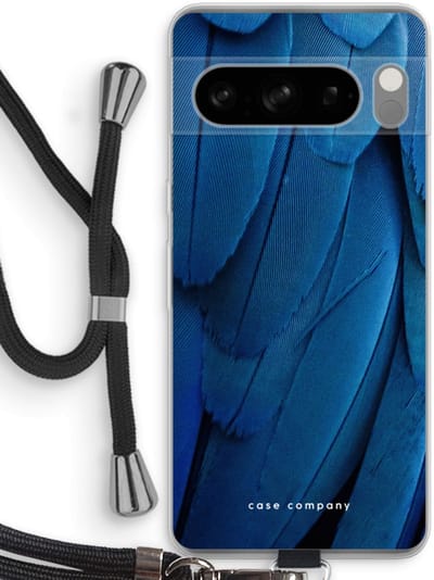 Case Company® - Hoesje met koord geschikt voor Google Pixel 8 Pro hoesje met Koord - Pauw - Telefoonhoesje met Zwart Koord - Bescherming aan alle Kanten en Over de Schermrand