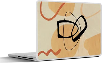 Laptop sticker - 14 inch - Cirkel - Zwart - Bruin - 32x5x23x5cm - Laptopstickers - Laptop skin - Cover