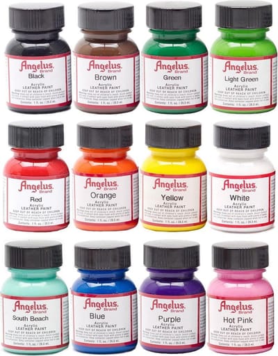 Angelus Leerverf 12 standaard kleuren assortiment set - 29,5ml