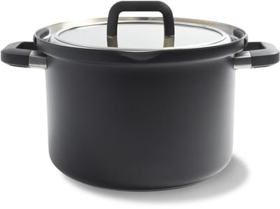 BK Flow Cool Black Soeppan 24cm - 6,5L - RVS kookpan - Inductie kookpan - Ovenbestendig tot 160°C - Koudgreep - Met deksel - Zwart