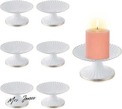 Mrs. Jones Pijler Kaarsenhouders - Bruiloft Tafel Centrepieces - Decoratieve Kaars Trays - Bruiloft Kerst Kaars Display Stands - Platen voor Geurpot Kaars Wit .