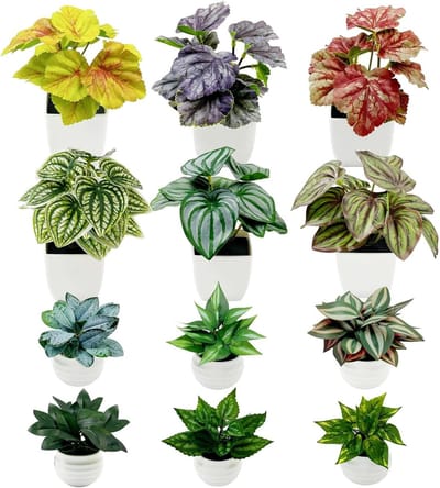 12 Stuks Kunstplanten in Pot - Realistische Groene Planten voor Binnen en Buiten Decoratie