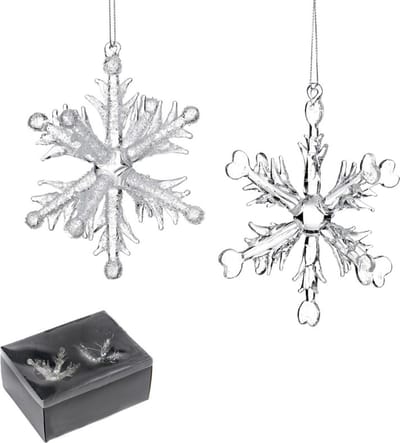 Goodwill Kersthanger Sneeuwvlok in Luxe doosje Wit D 12 cm Voordeelaanbod Per 2 Stuks