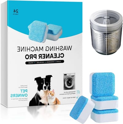24 Stuks Wasmachine Reinigingstabletten voor Dierenbezitters, Anti-Geuroplossing, Dieptereiniging en Ontkalking