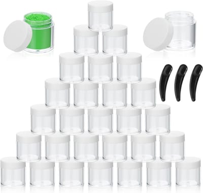 Set van 30 Stuks Lege Plastic Potjes van 10g voor Cosmetica, Ideaal voor Crèmes, Monsters en Kaarsen met 3 Spatels