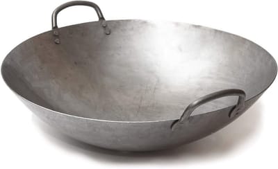 Grote 16 Inch Categorie Wok van Koolstofstaal - Ambachtelijke Kanton Stijl Handgehamerd