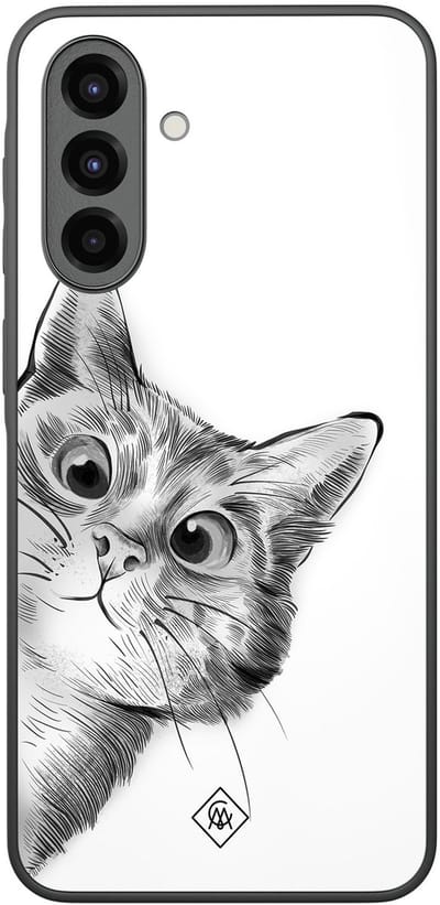Casimoda® hoesje - Geschikt voor Samsung Galaxy A36 - Peekaboo Kat - Zwart TPU Backcover - Kat - Wit