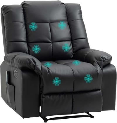 HOMCOM - Massagestoel - met 8 vibratiepunten - ligfunctie - Zwart
