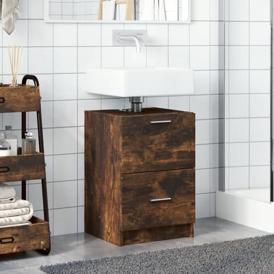vidaXL - Wastafelkast - 40x37x59 - cm - bewerkt - hout - gerookt - eikenkleurig