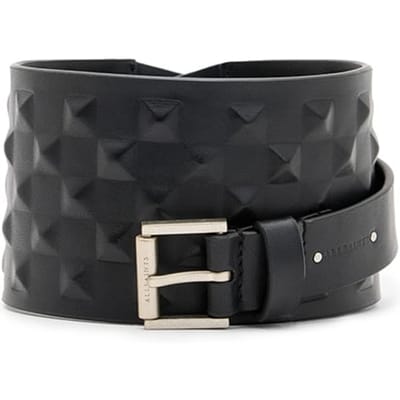AllSaints Stevie Studwaist Blt Black/antq Nickel Maat: XS | Riemen Outlet | Dames | Zwart