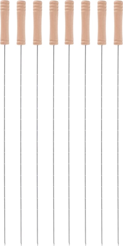 8x stuks Barbecue spiezen/vleespennen van metaal 40 cm - Barbecue benodigdheden - Spiezen/pennen voor vlees