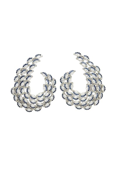 AVANT-GARDE PARIS AVC51L0TF-K11 - Dames Oorbellen Oorknopjes - Blauw - Metaal Met Cubic Zirconia Kristallen - Gerhodineerd Rhodium Plating - Post En Back Sluiting - One Size