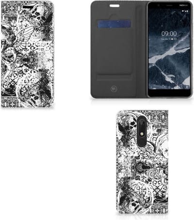 Mobiel BookCase Nokia 5.1 (2018) Skulls Angel