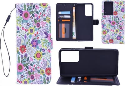 Bookcase Geschikt voor: Samsung Galaxy S21 Ultra hoesje met print - Flowers