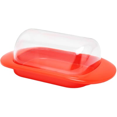 Boîte de Rangement à Beurre en Plastique à Bord Rond Conteneur à Fromage Dessert Pain avec Couvercle Transparent CouteauRouge red