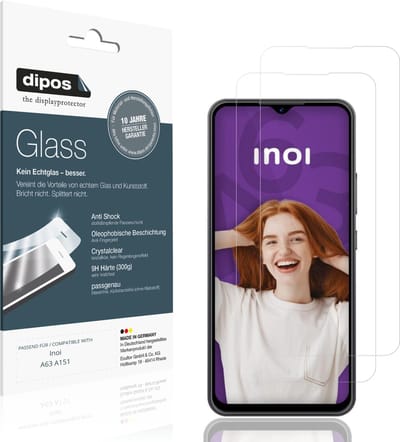 dipos – 2x Pantserfolie geschikt voor Inoi A63 A151 | 9H Screenprotector