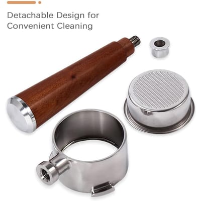 Aoresac 51mm Espresso Bodemloze Filterhouder 3 Oor Koffiefilterhouder met 2 Filterbakjes Koffie-extractie zilver
