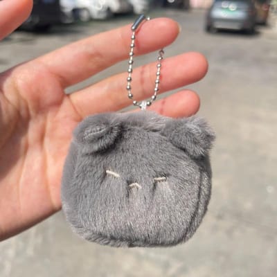 Schattige Mini Oranje Kat Pluche Sleutelhangers Kawaii Pluizige Witte Kat Pluche Pop Zachte Kat Gevulde Hanger Huisdecoratie Verjaardagscadeau grijze kleur