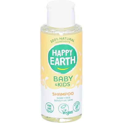 Happy Earth Mini Zeepvrije Shampoo Baby & Kids 100 ml - sulfaatvrij, zonder parabenen, zonder siliconen, hypoallergeen, vegan, voor gevoelige huid