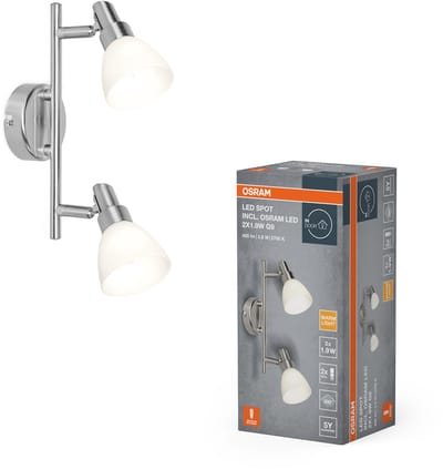 OSRAM LED spot G9 2-lamps, warm wit licht (2700 K), LED's, 3,8 W, draaibaar, glazen diffusers, nikkel design, 400 lm