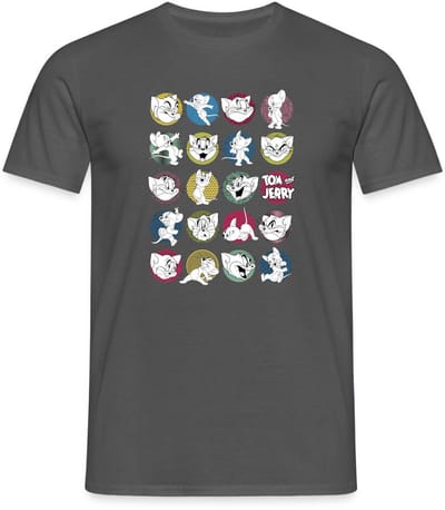 Tom And Jerry Iconische Uitdrukkingen Met Logo T-Shirt Heren